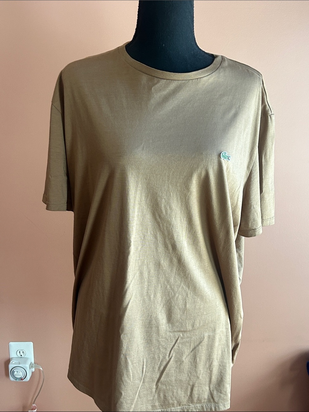 Lacoste Short-Sleeve Crewneck Tee in Olive Green